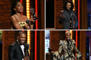 Winners! Renée Elise Goldsberry, Daveed Diggs, Leslie Odom, Jr., and Cynthia Eviro from "Hamilton".