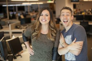 Editor of The Know Sara Grant and Music Editor Dylan Owens in The Denver Post newsroom on Thursday, Oct. 20. (Amy Brothers, The Denver Post)