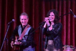 Jenny Shawhan with guest guitarist Phil at COMBO's Songwriter Showcase Nov. 17th, Hard Rock Cafe, Denver